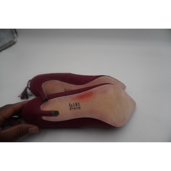 Michael Antonio Magenta Faux Suede Pointed Toe Stiletto Pumps Corset Back Size 9 - Picture 6 of 11